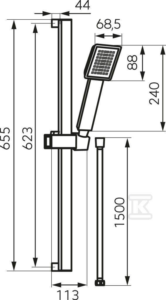 Zestaw natryskowy przesuwny SINUS - N170BL-B